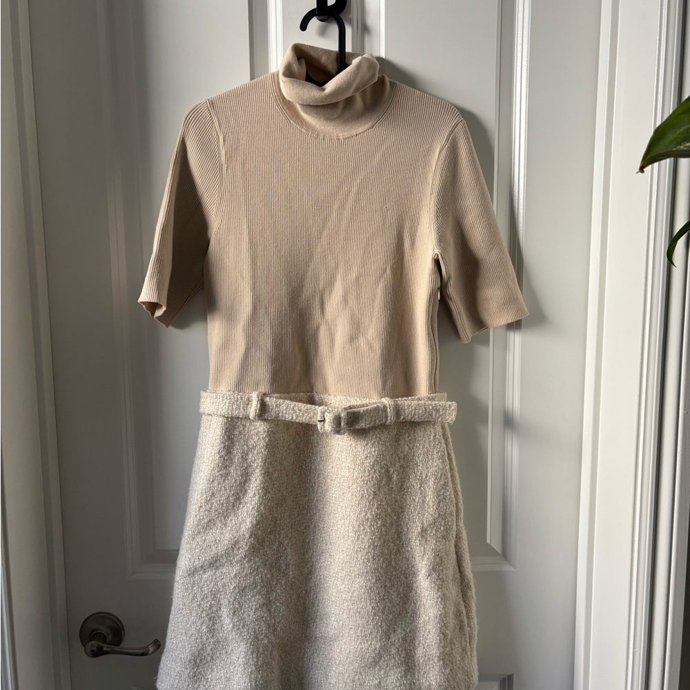 Theory Ivory Belle Tweed Knit Combo Dress